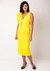 Kevan Jon Bobbie Plunge Ruffle Detail Dress, Yellow