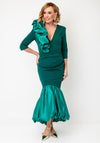 Kevan Jon Ruffle Shoulder Mermaid Midi Dress, Green