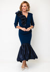 Kevan Jon Ruffle Shoulder Midi Mermaid Dress, Navy