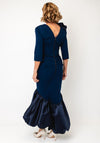 Kevan Jon Ruffle Shoulder Midi Mermaid Dress, Navy