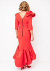 Kevan Jon Mermaid Ruffle Shoulder Midi Dress, Red