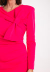 Kevan Jon Carolyn One Shoulder Bow Detail Midi Dress, Hot Pink