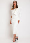 Kevan Jon Carolyn One Shoulder Bow Detail Midi Dress, Ivory