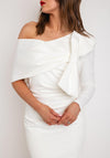Kevan Jon Carolyn One Shoulder Bow Detail Midi Dress, Ivory