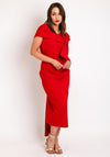 Kevan Jon Carolyn One Shoulder Bow Detail Midi Dress, Red