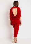 Kevan Jon Cho Cape Backlesss Dress, Red