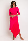 Kevan Jon Delauney Bardot, Pleated Skirt Maxi Dress, Hot Pink