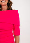 Kevan Jon Delauney Bardot, Pleated Skirt Maxi Dress, Hot Pink