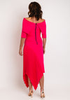 Kevan Jon Delauney Bardot, Pleated Skirt Maxi Dress, Hot Pink