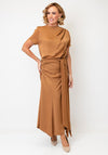 Kevan Jon Dotty Cowl Back Drape Dress, Brown