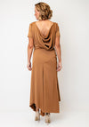 Kevan Jon Dotty Cowl Back Drape Dress, Brown