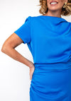 Kevan Jon Dotty Cowl Back Drape Dress, Blue