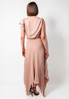 Kevan Jon Emilia Asymmetric Pleated Dress, Latte
