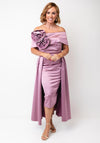 Kevan Jon Emma Corsage Satin Dress and Overskirt, Pink