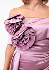 Kevan Jon Emma Corsage Satin Dress and Overskirt, Pink