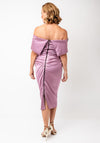 Kevan Jon Emma Corsage Satin Dress and Overskirt, Pink