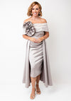 Kevan Jon Emma Corsage Satin Dress and Overskirt, Champagne