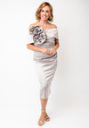 Kevan Jon Emma Corsage Satin Dress and Overskirt, Champagne