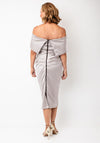 Kevan Jon Emma Corsage Satin Dress and Overskirt, Champagne