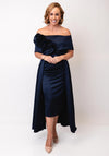 Kevan Jon Emma Corsage Satin Dress, Navy