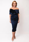 Kevan Jon Emma Corsage Satin Dress, Navy