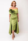 Kevan Jon Emma Corsage Satin Dress, Olive Green