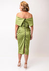 Kevan Jon Emma Corsage Satin Dress, Olive Green