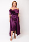 Kevan Jon Emma Corsage Satin Dress, Plum