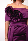 Kevan Jon Emma Corsage Satin Dress, Plum