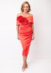 Kevan Jon Emma Corsage Satin Dress, Tangerine