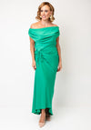 Kevan Jon Eugenia Satin Long Asymmetric Dress, Green
