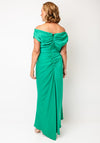 Kevan Jon Eugenia Satin Long Asymmetric Dress, Green