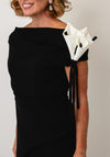 Kevan Jon Hali Corsage Detail Barot Pencil Dress, Black