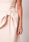 Kevan Jon Jasmine Bow Bandeau Pencil Dress, Nude