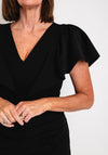 Kevan Jon Karolina Frill Sleeve Midi Dress, Black