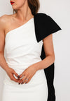 Kevan Jon Krystal Bow Midi Dress, Black & Ivory