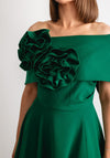 Kevan Jon Kyoto Bardot Corsage Flare Midi Dress, Kelly Green