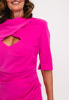 Kevan Jon Lana Twisted Neckline with Cut-Out Midi Dress, Hot Pink
