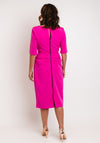 Kevan Jon Lana Twisted Neckline with Cut-Out Midi Dress, Hot Pink