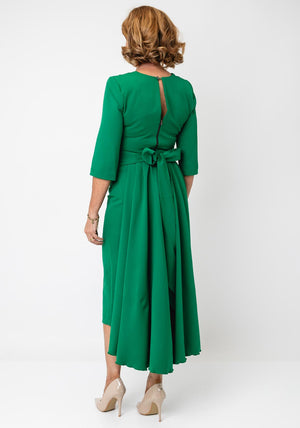 Kevan Jon Lorenza Belted Detail Flared Dress, Kelly Green