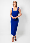 Kevan Jon Nancy Pencil Dress with Cape, Cobalt Blue