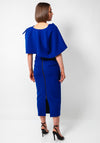 Kevan Jon Nancy Pencil Dress with Cape, Cobalt Blue