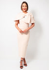 Kevan Jon Nancy Pencil Dress with Cape, Quartz Pink