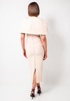 Kevan Jon Nancy Pencil Dress with Cape, Quartz Pink