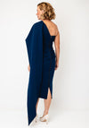 Kevan Jon Sleeveless with Cape Midi Dress, Navy
