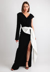 Kevan Jon Safia One Sleeve Bow Long Dress, Black