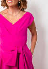 Kevan Jon Safia Bow Dipped Hem Dress, Bright Pink