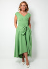 Kevan Jon Safia Bow Dipped Hem Dress, Pistachio Green