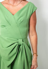 Kevan Jon Safia Bow Dipped Hem Dress, Pistachio Green