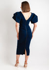 Kevan Jon Sophie Puffed Sleeve Midi Occasion Dress, Navy